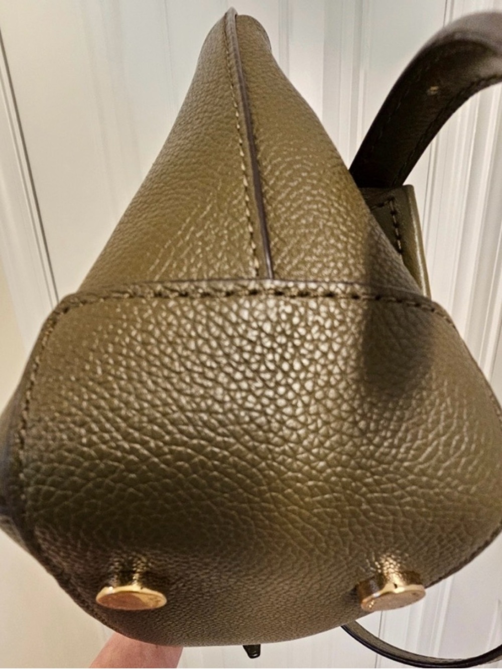 Michael Kors Olive Pebbled Leather Backpack with Gold Hardware - Picture 10 of 13